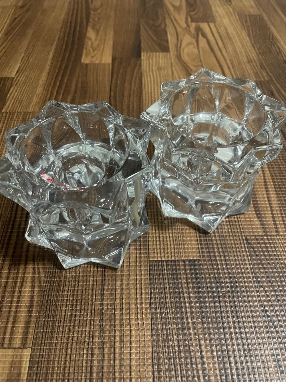 Mikasa Clear Crystal Faceted Votive Candle Holders - Pair